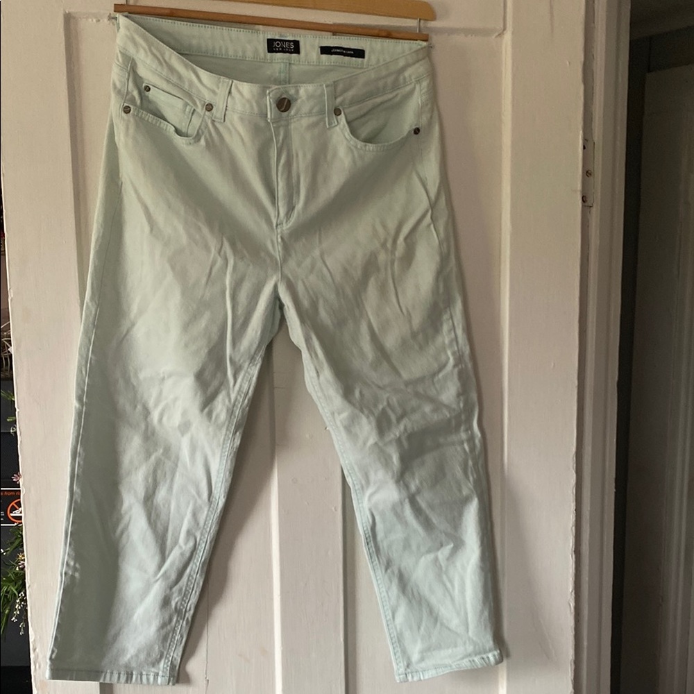 Guess Green Ankle Cropped Jeans with Distressed Details